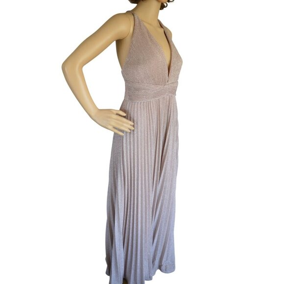 Lulus Especially Stunning Blush Pink Sparkly Pleated Maxi Prom Dress Size Medium - Picture 3 of 12
